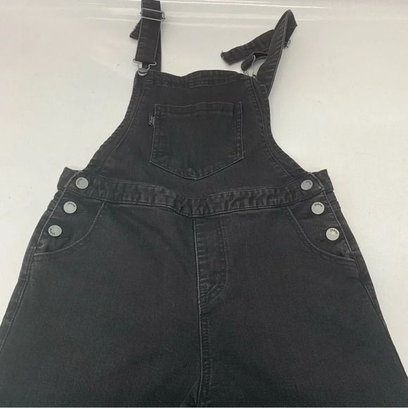 Denim Overalls Woman 28  Black Straight Crop Stretch Pockets  Mid Rise Y2K Retro - Picture 8 of 13